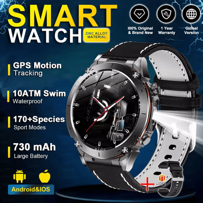 Inspire Curations Stratos 4 Pro Rugged GPS Smartwatch With AMOLED Display & Outdoor Navigation starlight Leather