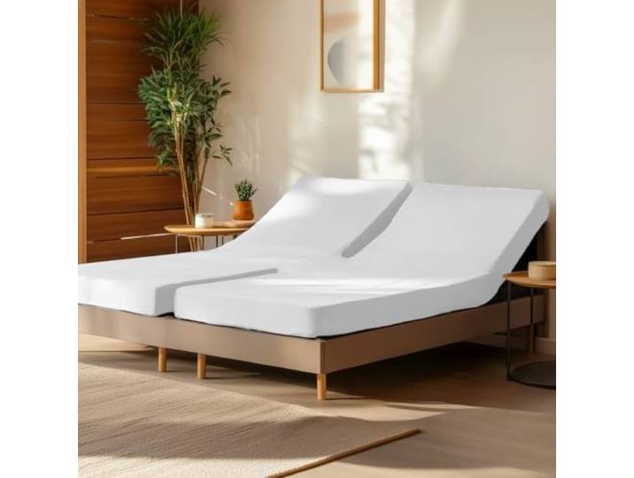 Sensei Maison - Drap Housse en Percale de Coton pour lit articulé Soft Percale - 160x200 cm - Blanc