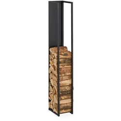 Relaxdays Hohes Kaminholzregal mit Rückwand Schwarz