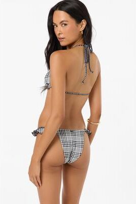 O'Neill s Catamaran Plaid Jalisco Cheeky Bottoms in Black, Size XS, Elastane/Polyamide/Polyester