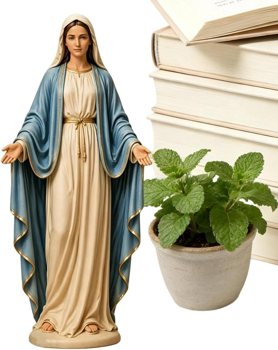Religieus Maria Beeldje met open armen voor decoratie, Hoogte: 12 cm