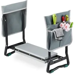 relaxdays Kniebank für Gartenarbeit 59 cm schwarz, 59x50x31.5 cm
