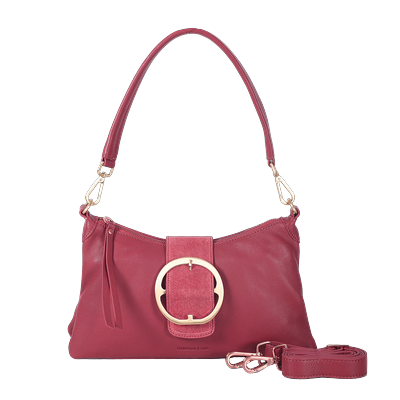 Schultertasche HARBOUR 2ND "Ilaria", Damen, Gr. B/H/T: 33cm x 18cm x 8cm, wine, Leder, Taschen Schultertasche, Handtasche, Abendtasche mit Reißverschlussfach auf der Rückseite