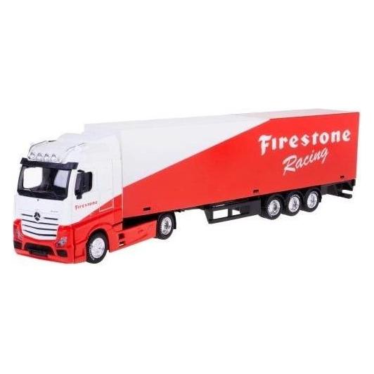 Bburago Diecast 1:43 Street Fire Haulers With Trailer Mercedes-Benz Actros Firestone Racing Ages 3+ (50218554)