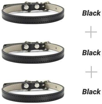 Uplift Essentials Soft PU Leather Cat And Puppy Collars Pack Of 3 black m