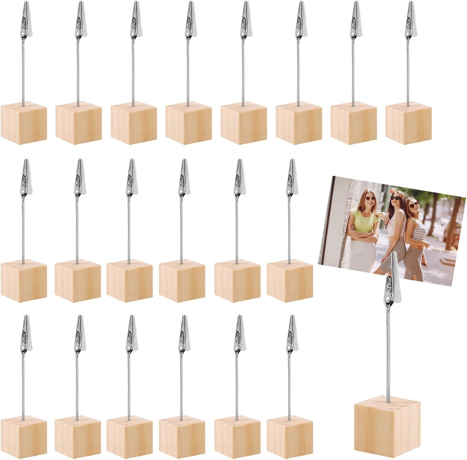Vemera Houten fotohouders met klemmen voor foto's en kaarten - 20 stuks