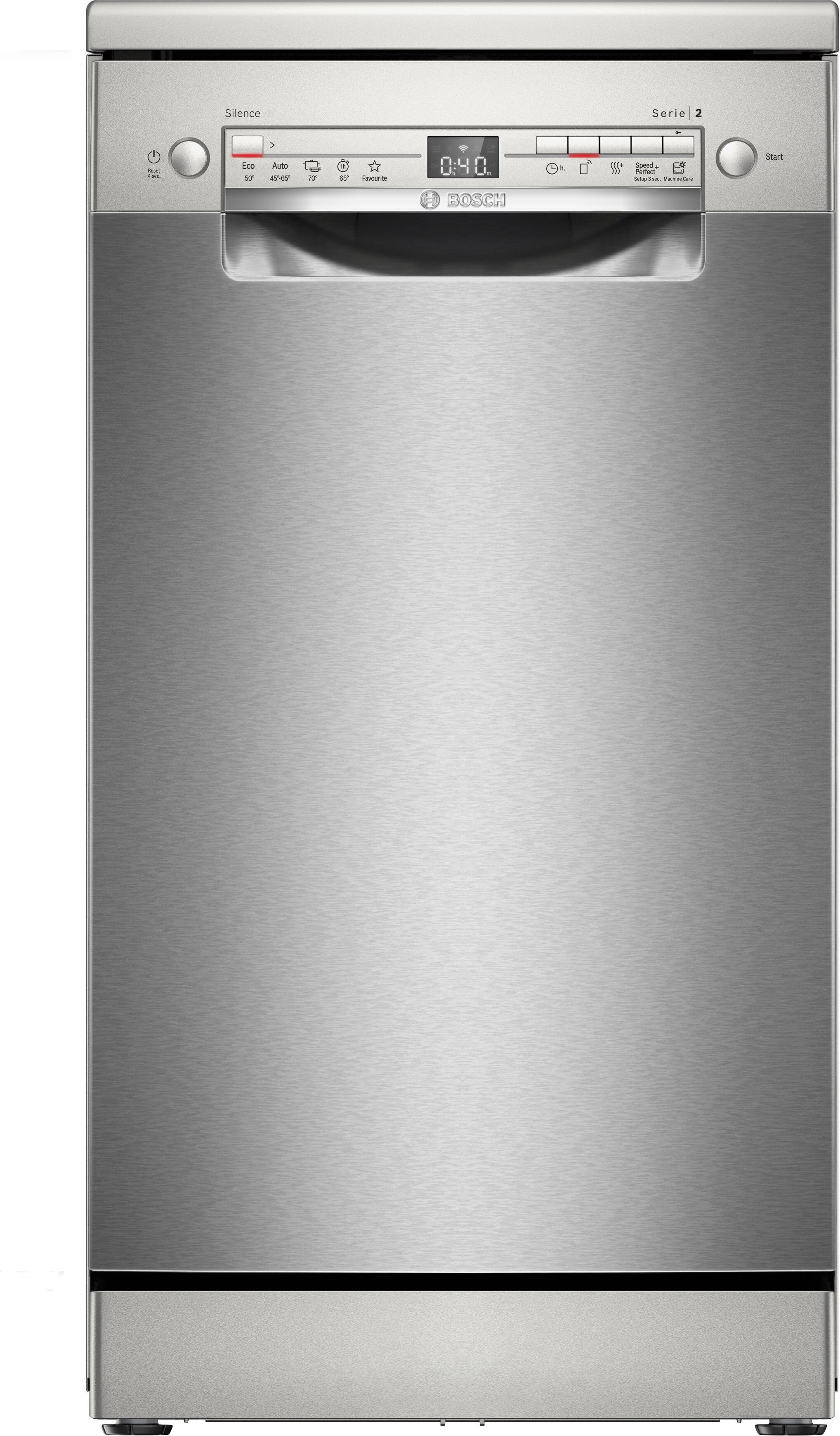 Bosch Serie 2 SPS2HKI42E, Freistehend, Single (45 cm breit), Edelstahl, Silber, Tasten, 1,75 m