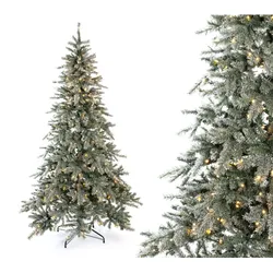 Evergreen Künstlicher Weihnachtsbaum Frost Fichte | Inkl. LEDs & Kunstschnee | Weiß | 210 cm - Weiß