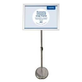 Europel Infoständer ECONOMY + Plakatrahmen, DIN A4, schwarz Rahmen aus eloxiertem Aluminium, Rahmenprofil 2 (A4) (355049)