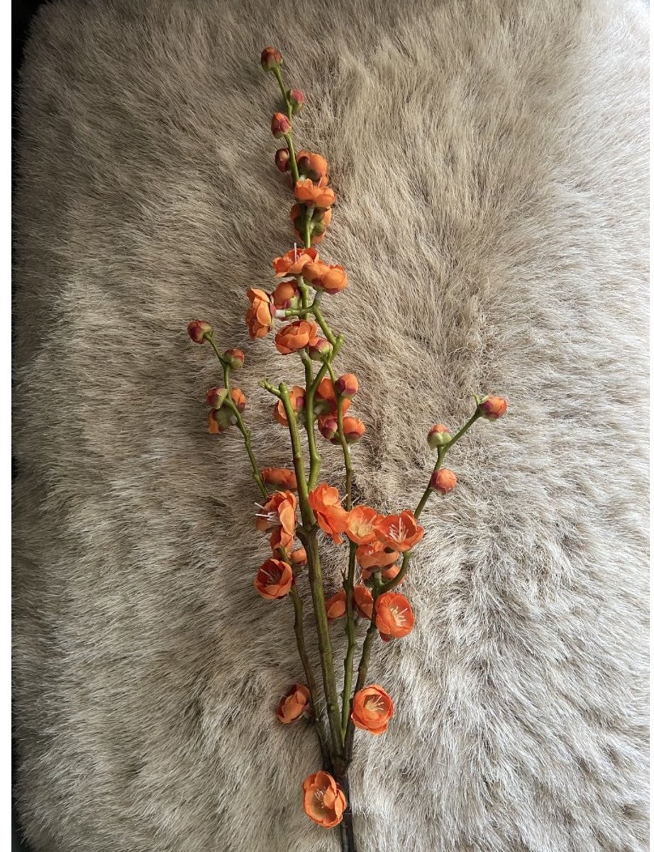 Pruimenbloesem kunstbloemen - Oranje - 3 stelen - 63 cm