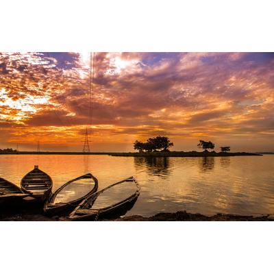 Fototapete PAPERMOON "Sonnenuntergang in Indien", bunt, B:3,5m L:2,6m, Vlies, Tapeten