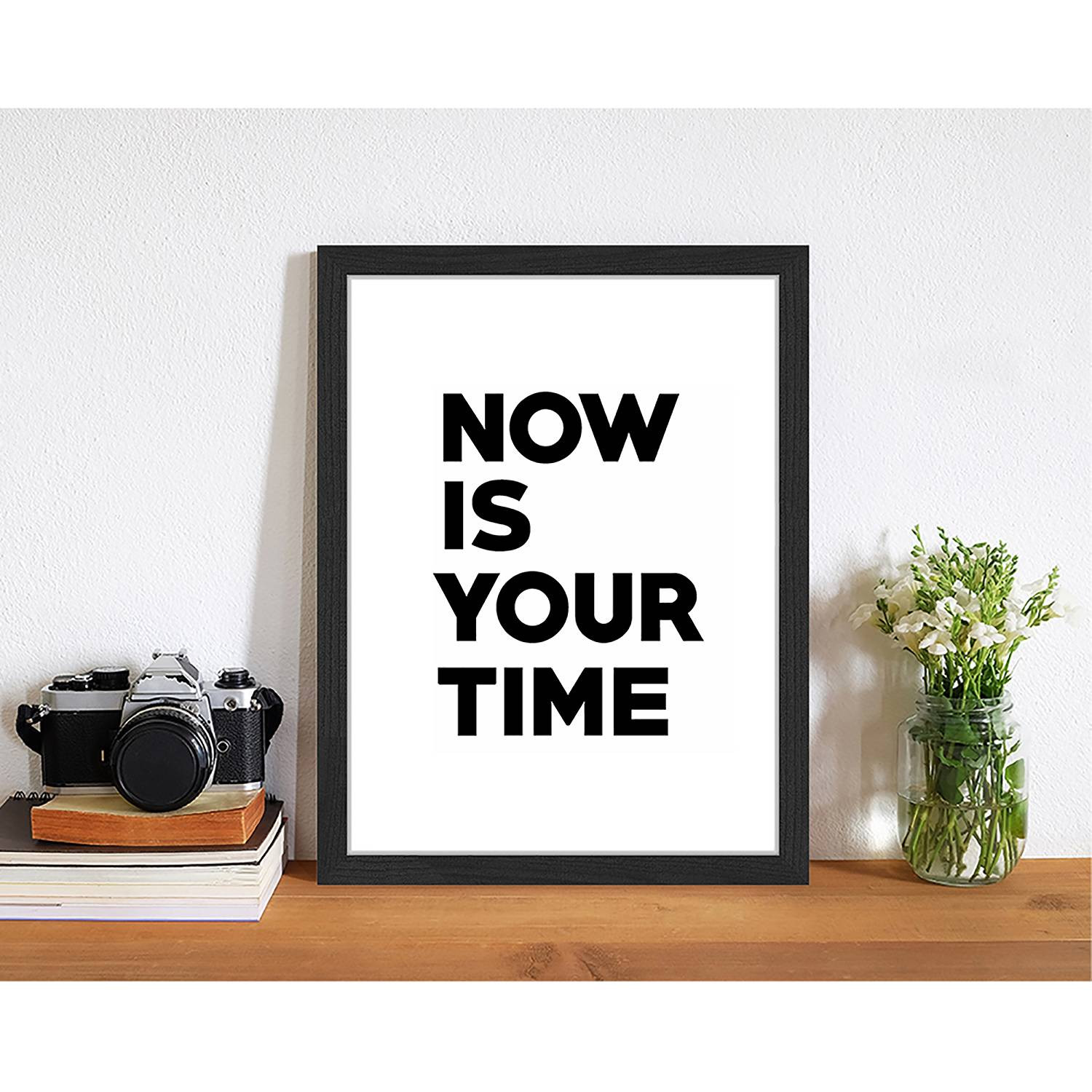 home24 Your time fotolijst van gelakt massief beukenhout met zwart plexiglas, 33 x 43 cm