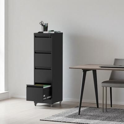 VIVIADORE 4 Drawer Rolling Metal File Cabinet with Lock,Heavy Duty Steel Vertical Filing Cabinet on Wheels with Anti-Tip Safety System
