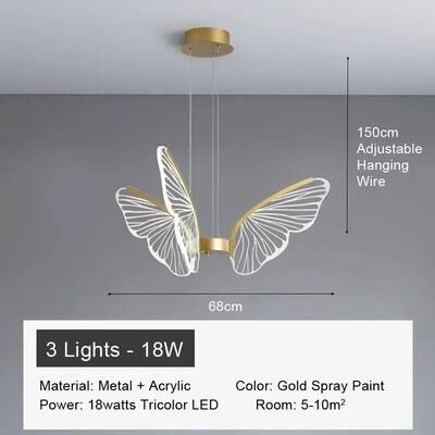 Uplifted Finds Minimalist Butterfly Chandelier   Creative Acrylic Hanging Light   Executive Living Room & Kitchen Island Art 3 Heads dimmable Rc