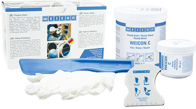 WEICON C, aluminiumgefülltes Epoxidharz-System für Reparatur und Formgebung, 0,5 kg, grau (10100005)