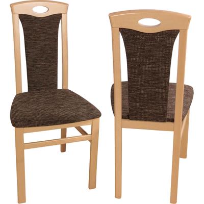 4-Fußstuhl, braun (schoko, buche, nachbildung, schoko), B:45cm H:95cm T:48cm, Massivholz, Stoff, HOFMANN LIVING AND MORE, Stühle