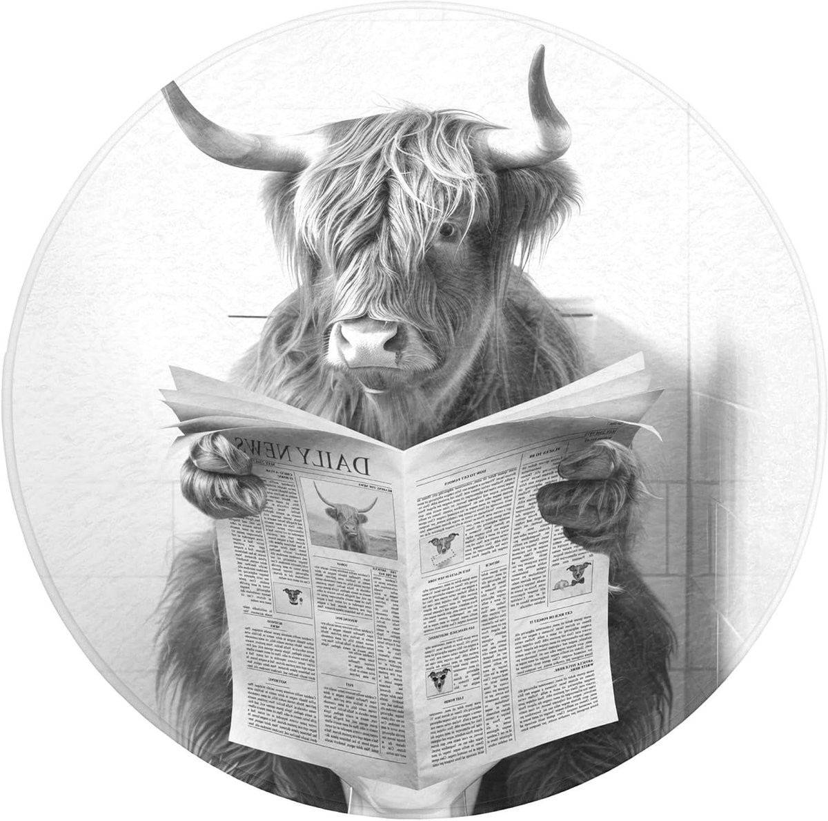 Scottish Highlander Ronde Badmat van Zacht Geheugenschuim - 70 cm