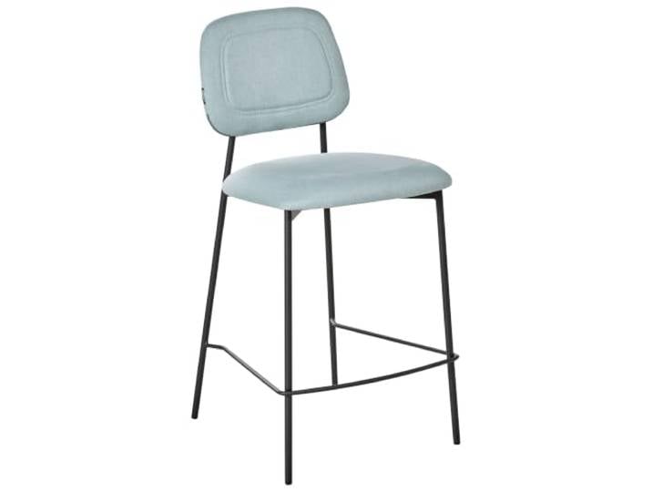 Barstuhl 2er Set Samtstoff hellblau mit hoher Lehne Fußstütze modern Duette