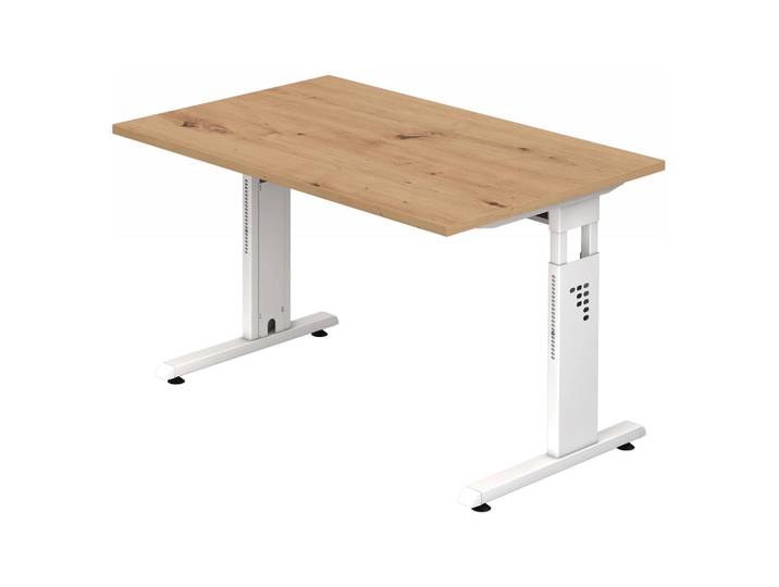 MEGA 12 W Schreibtisch 120 x 80 höhenverstellbar Asteiche/Weiß