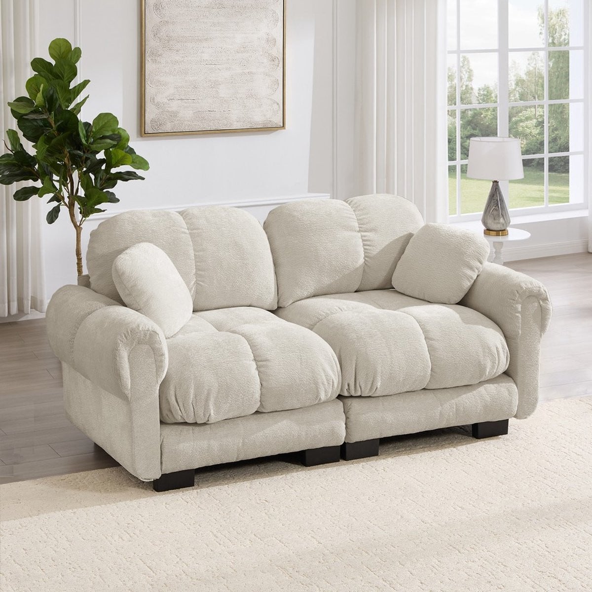 KOMHTOM 2-zits Bank - Chenille - Modulair - Lichtbeige