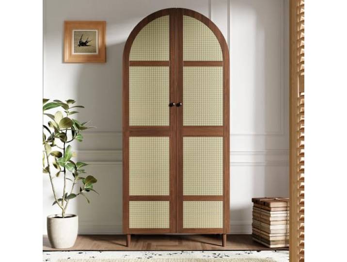 DUlVBPE Moderner Kleiderschrank mit gebogenen Türen, Großzügiger Stauraum, Mit Kleiderstange und Schubladen,Luxuriöser Kleiderschrank,Geeignet für Schlafzimmer und Eingangsbereiche