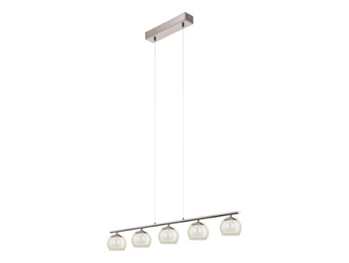 Eglo LED suspension Ascolese\, lampe suspendue 5 flammes\, suspension en acier et verre\, lampe de table à manger\, lampe de salon suspendue nickel mat\, ambre\, blanc