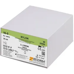 NYLON 2x DSPM 6 10/0=0.2 schwarz monofil Nahtmaterial Fadenlänge 30 cm (24 Stck....