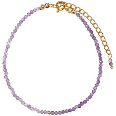 Armband FIRETTI "Schmuck Geschenk Messing Armschmuck Armkette Edelstein", lila (gelbgoldfarben, lila, kristallweiß, lila, kristallweiß), Armbänder, Damen, 21cm, Messing, Armband, Made in Germany - mit Amethyst, Bergkristall
