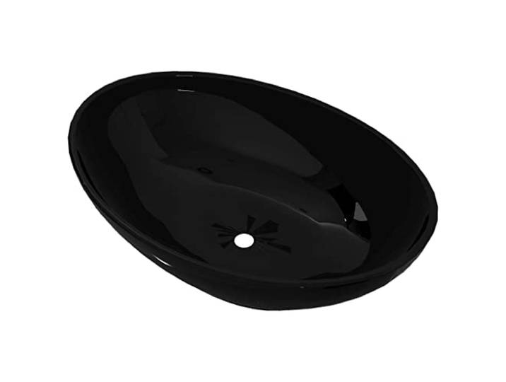 vidaXL Lavabo ovale Céramique 40 x 33 cm Noir