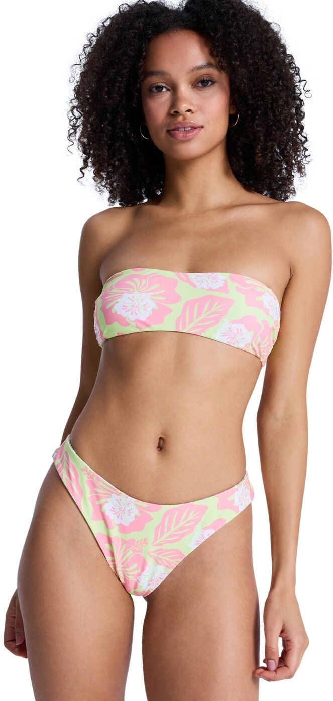 Bandeau-Bikini-Top ROXY "Hibiscus Hype RV Bandeau", Damen, Gr. XL, bunt (daiquiri grün hibscus hype), Obermaterial: 85% Polyester, 15% Elasthan., Bikini-Oberteile Bandeau-Bikini-Top daiquiri grün hibscus hype XL