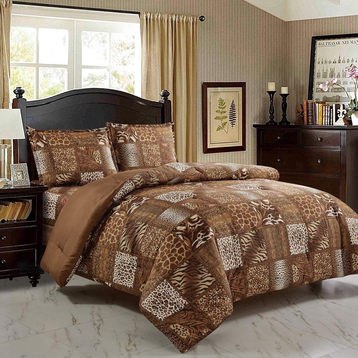 Bruine Kingsize Dekbedset met Dierenprint Thema