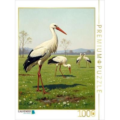 CALVENDO Puzzle Weißstorch als Gemälde | 1000 Teile Lege-Größe 64x48cm Foto-Puzzle für glückliche Stunden