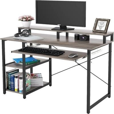 No Compact Computer Desk with Storage Shelves