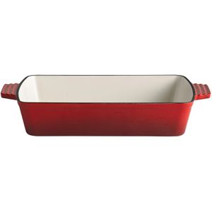 APS Auflaufform 5 STARS 88310, rot, aus Gusseisen, 33 x 24 x 6,5 cm, 3,5 Liter, rechteckig, mit Griffen