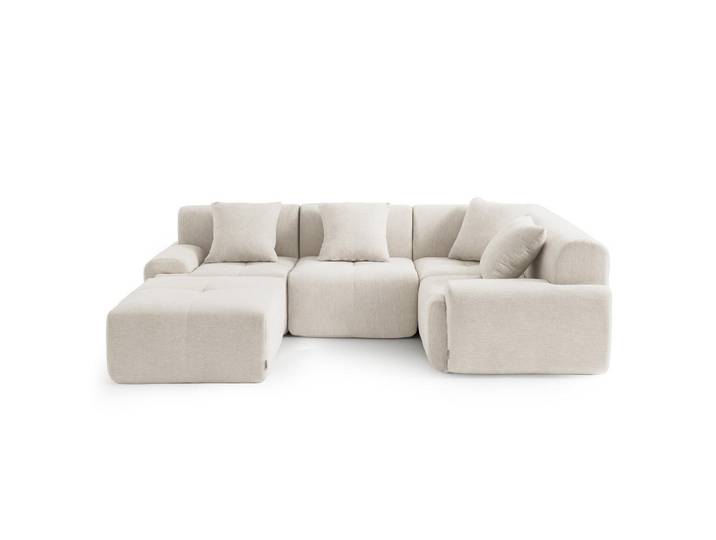 MILYsofa Ecksofa Chenille Elfenbeinweiß, Creme, Füllung: Viskoelastischer Kern,Komfortschaum,Viskoelastischer Kern, einzeln stellbar, 260x190 cm, Wohnzimmer, Sofas & Couches, Wohnlandschaften, Ecksofas