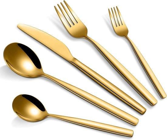 Unyqoos 30-delige bestekset goud voor 6 personen - Roestvrij staal