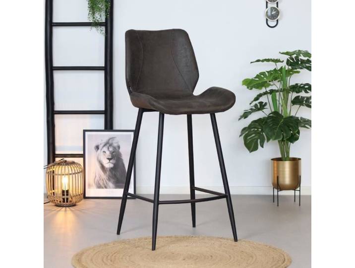 Tabouret de bar industriel - Bronx71 - Barrel - Gris - Éco-cuir - Métal