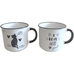 Tassenset Cats Schwarz/Weiß 2-teilig