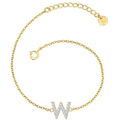 Gliederarmband GLANZSTÜCKE MÜNCHEN "GSM1978", gold (gelbgold, weiß), Armbänder, Damen, Gliederarmband, mit Buchstaben-Anhänger