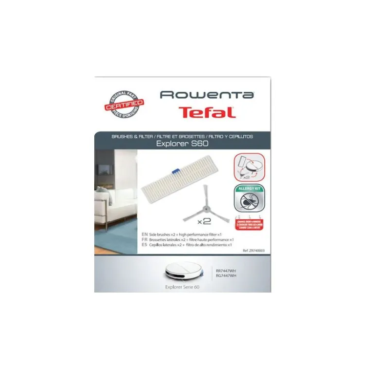 Pack Filtro + Cepillos laterales Robot Aspirador Rowenta Explorer