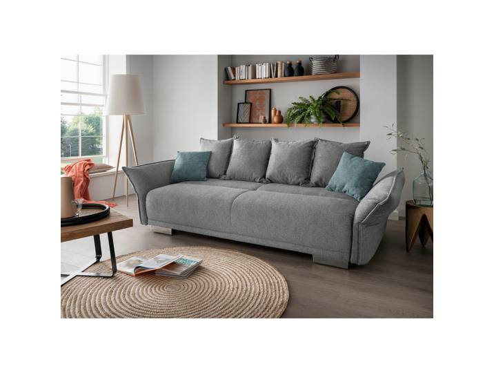 Livetastic Bigsofa, Silberfarben, Kunststoff, Füllung: Schaumstoff, 242x71x90 cm, Made in EU, Rücken echt, Wohnzimmer, Sofas & Couches, Bigsofa