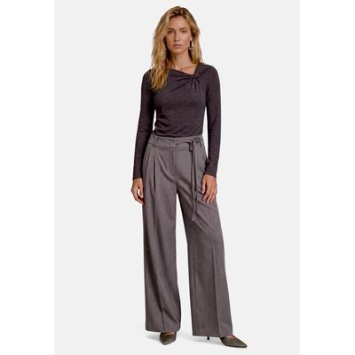 Kurzarmshirt ZERO "Damen mit Schnalle", Damen, Gr. 44, grau (anthrazit melange), Obermaterial: 82% Polyester, 15% Viskose, 3% Elasthan, figurbetont normal, asymmetrischer Ausschnitt, Shirts, drapiert / gerafft