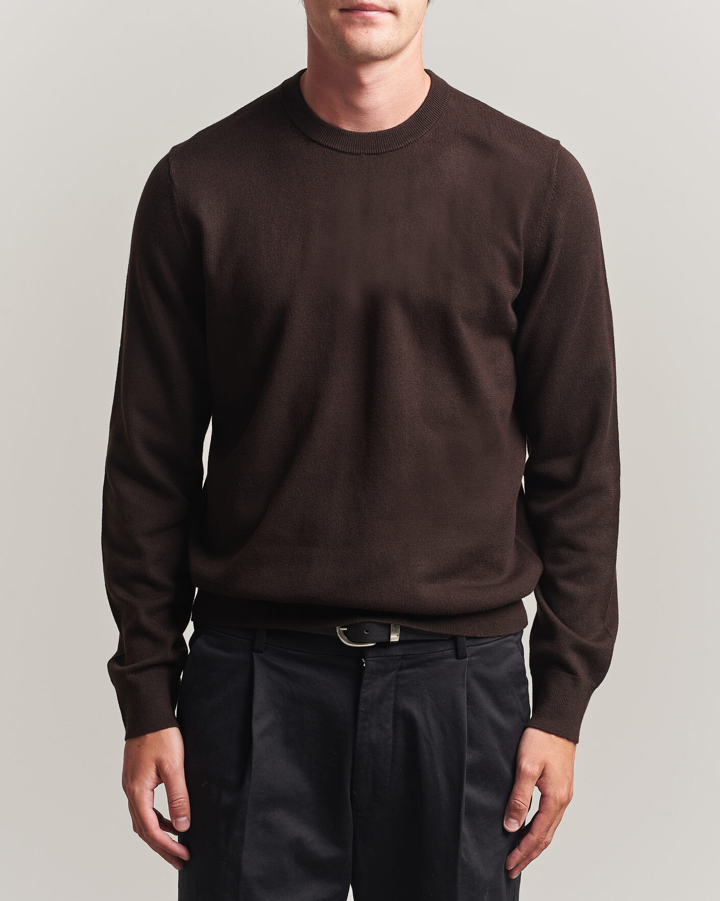 Filippa K Cotton Merino Knitted Sweater Dark Chocolate men M Brun