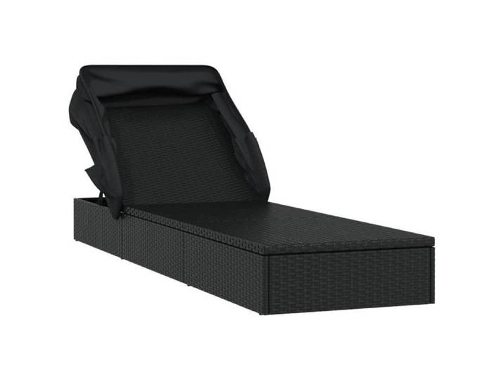 JLL*TOP - Transat avec toit pliable - noir 213x63x97 cm résine tressée LLL212