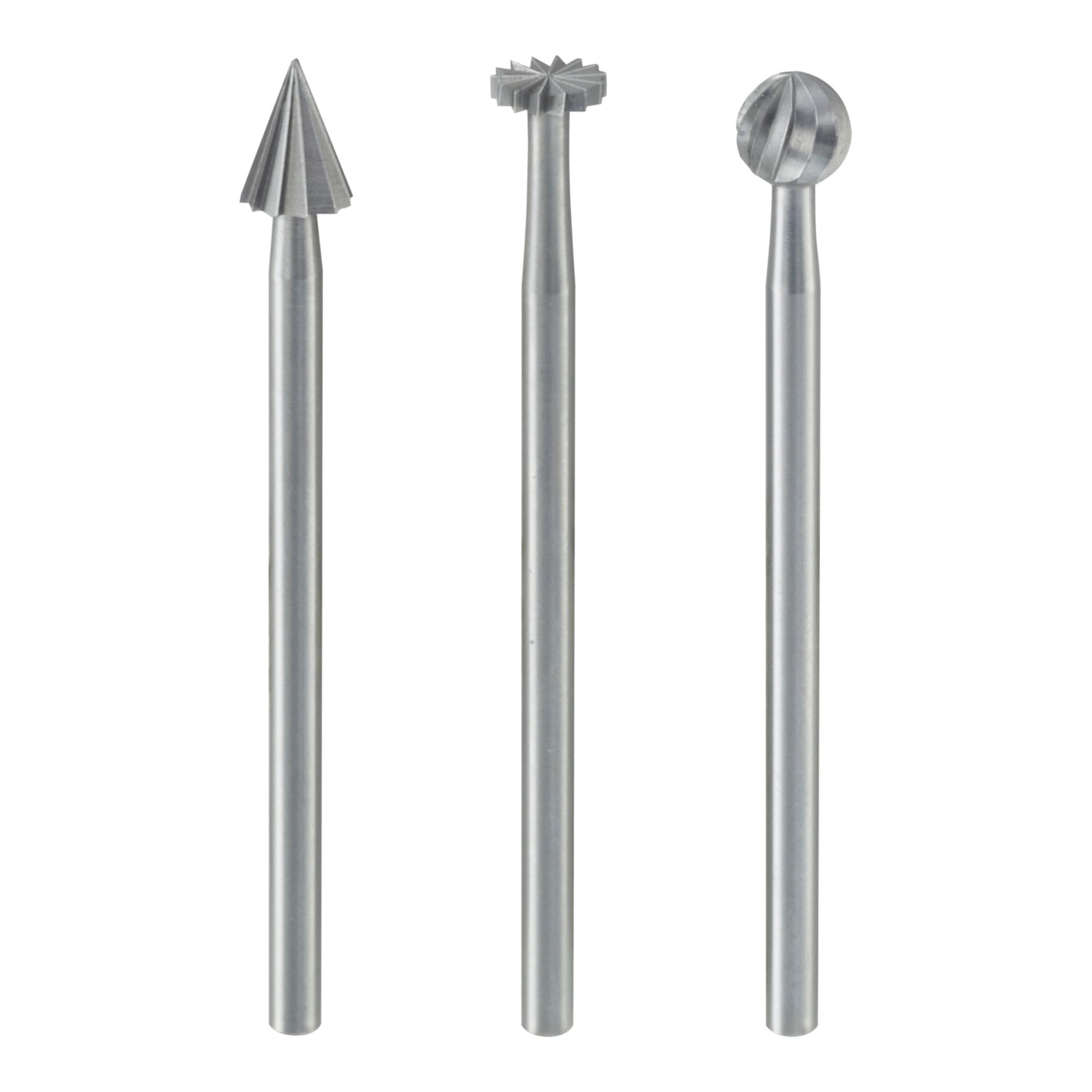 Proxxon Feinfräsersatz (Wolfram-Vanadiumstahl), 3-tlg. (Rad, Kugel, Kegel) (28720)