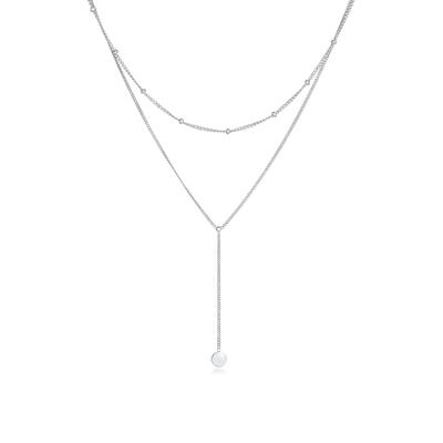 Silberkette ELLI "Halskette Layer Y-Kette Kugelkette Plättchen 925 silber" Gr. 45, silber, Halsketten, Damen, Silber 925 (Sterlingsilber), Silberkette