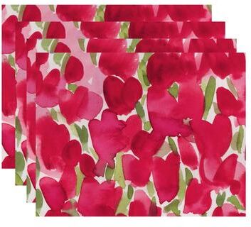 E by Design Tulip Blossom 18x14 inch Floral Print Placemat (Set of 4)