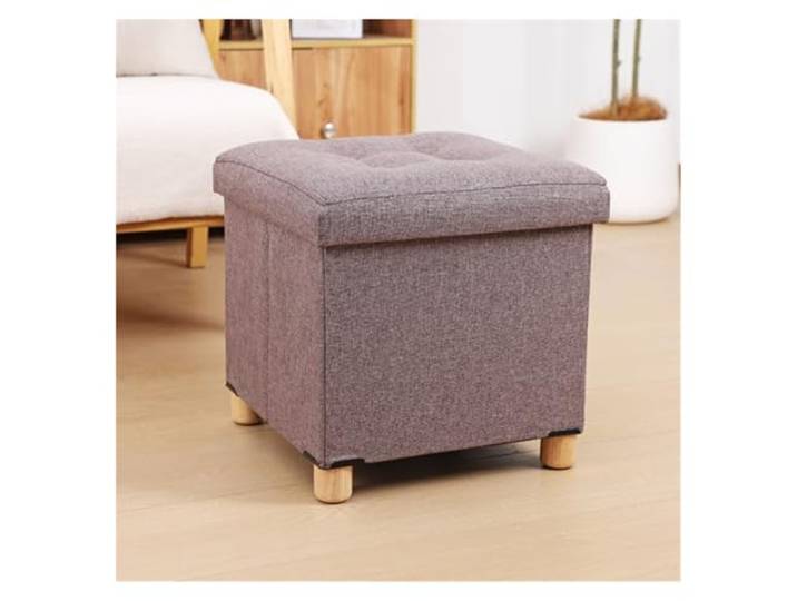 DANNMPX Sitzhocker Wohnzimmer Klappbarer Aufbewahrungshocker Mit Fußstütze Aus Holzbeinen for Das Wohnzimmer Zusätzliche Sitzplätze(Brown)