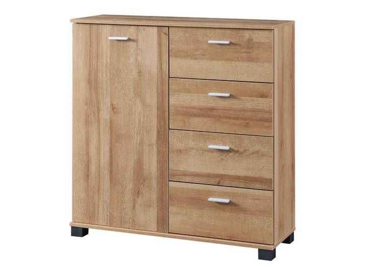 [en.casa] Sideboard Döbritz, Eichefarben, 4 Schubladen, Rechteckig, 80x84x28 cm, Kleinmöbel, Kommoden, Sideboards