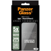 Ceramic Displayschutz Ultra-Wide Fit, Schutzfolie transparent, iPhone 16 / 15, EasyAligner